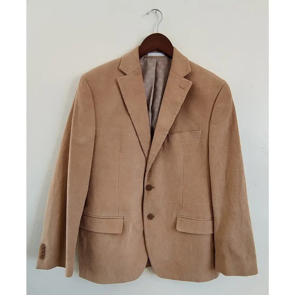 Michael Kors Corduroy Men's Sport Coat Blazer Tan Sz 40R Two‎ Button 100% Cotton